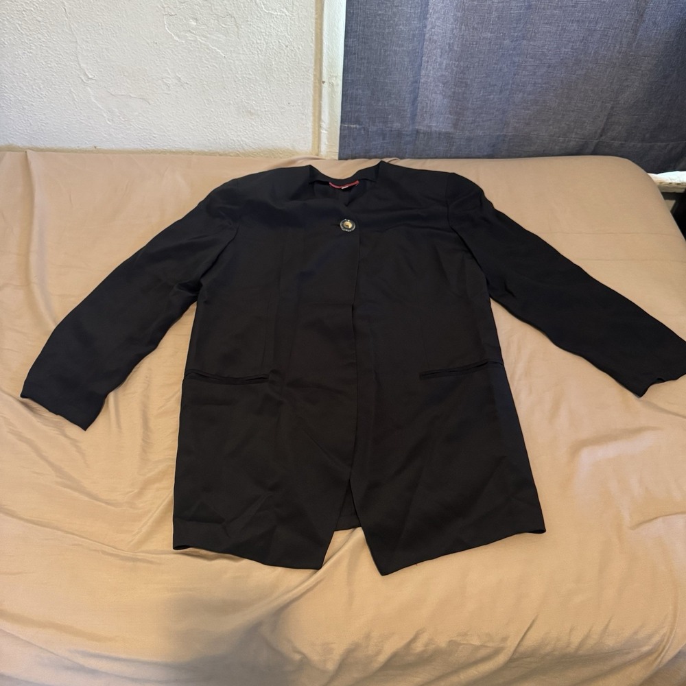 Emanuel‎ Ungaro Womens One Button Blazer Jacket Black Size 46/12